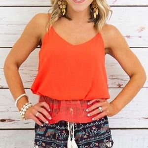Red Tank with Lace Detail
